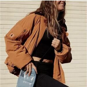 NWT Free People Outpost Bomber Jacket In Bright Cider MSRP $198